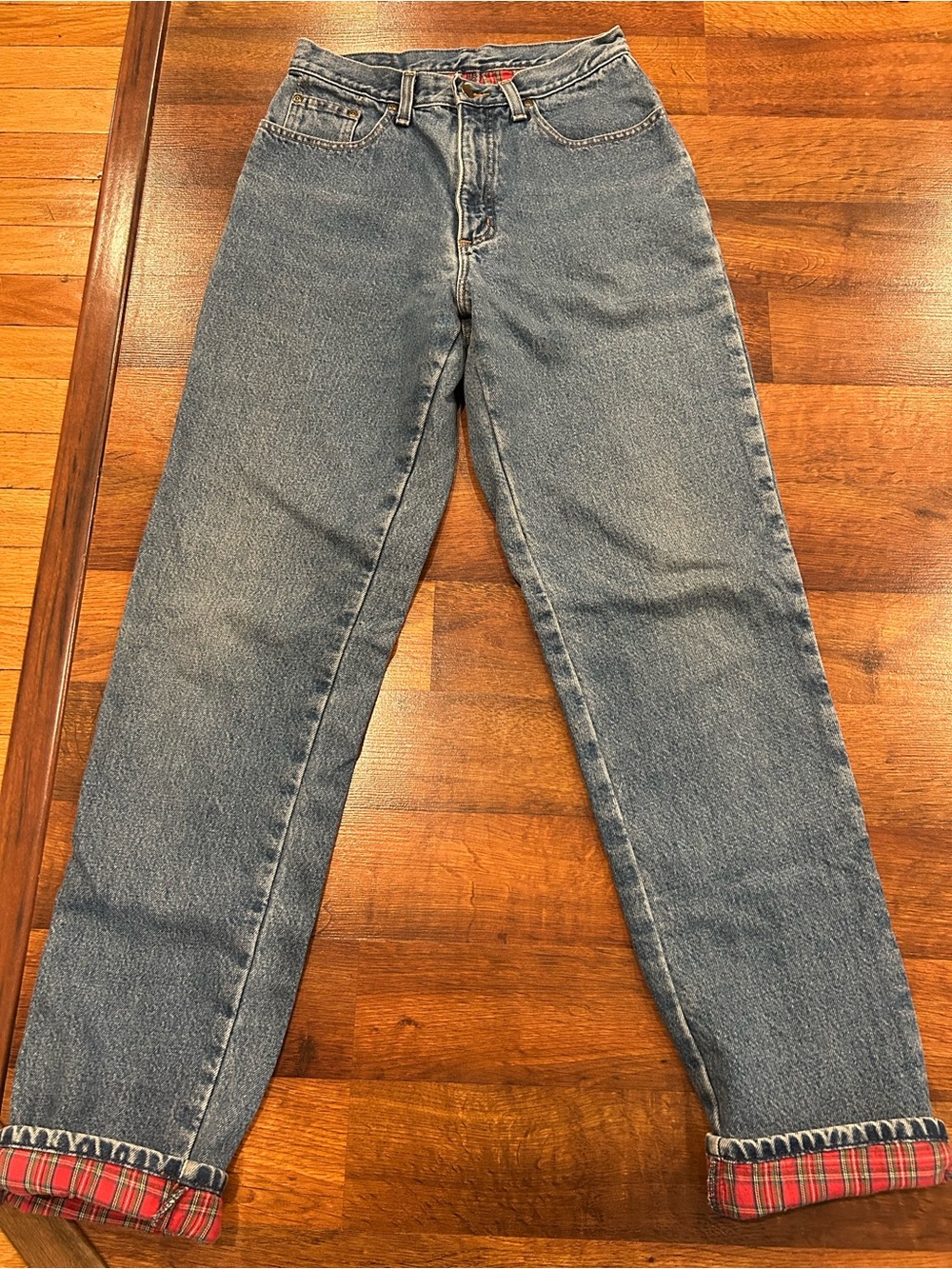 Vintage LL Bean Women Double L Relaxed Fit Flannel Lined Jeans 8 Long Blue Heavy